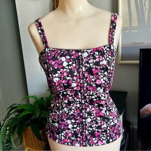 White House Black Market Pink Floral Croset Bustier Top